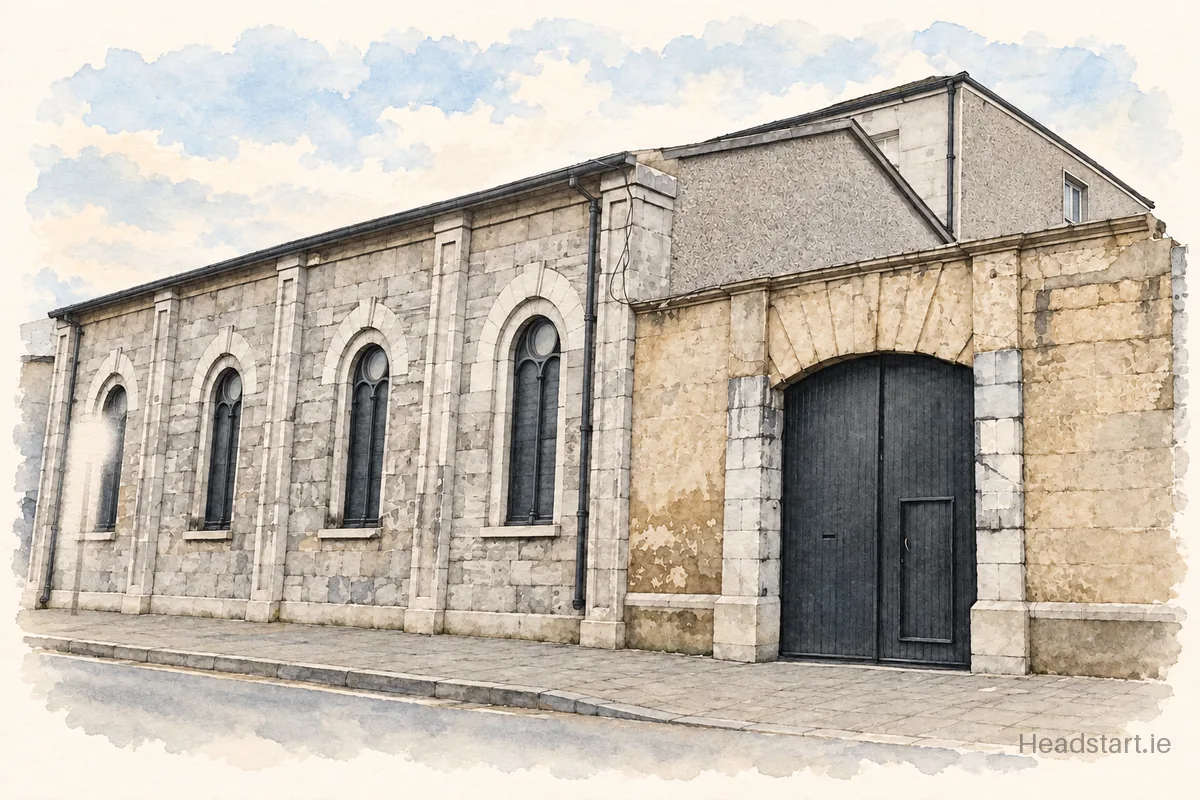 Watercolour illustration of the St Augustines Special School building, Limerick