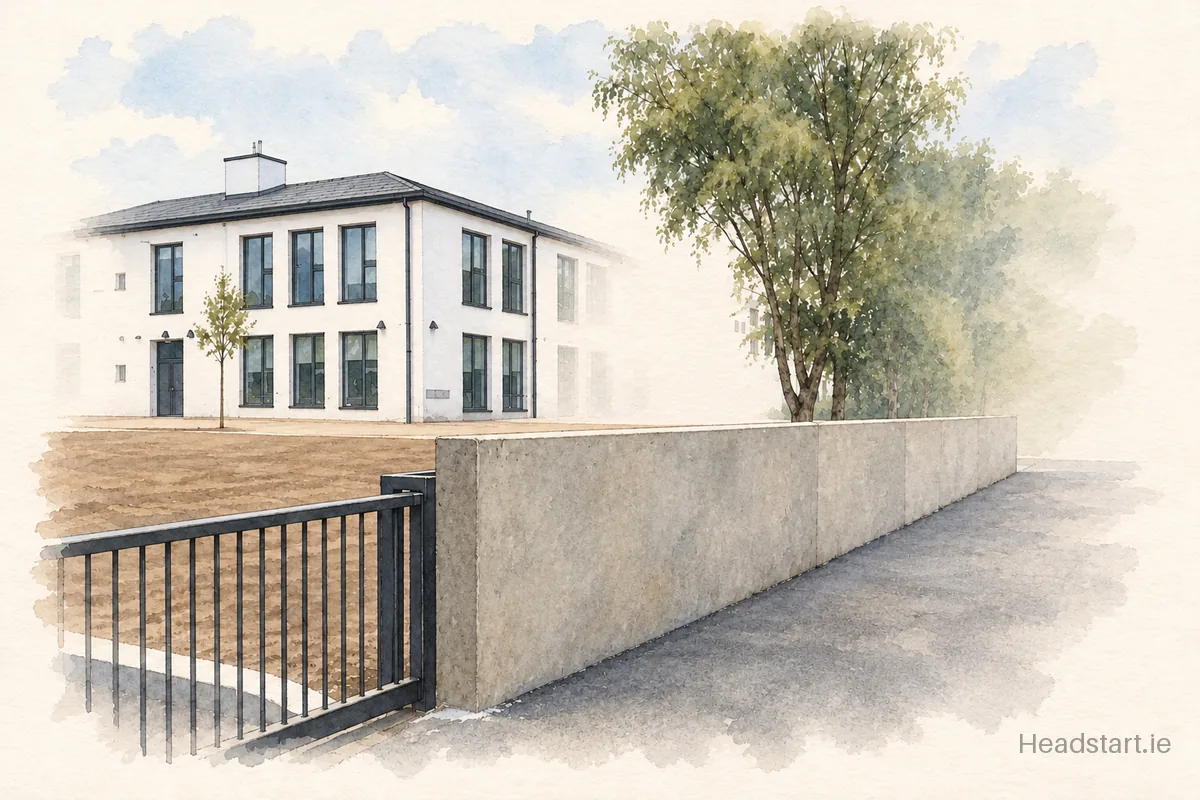 Watercolour illustration of the St Canices Central National School building, Kilkenny