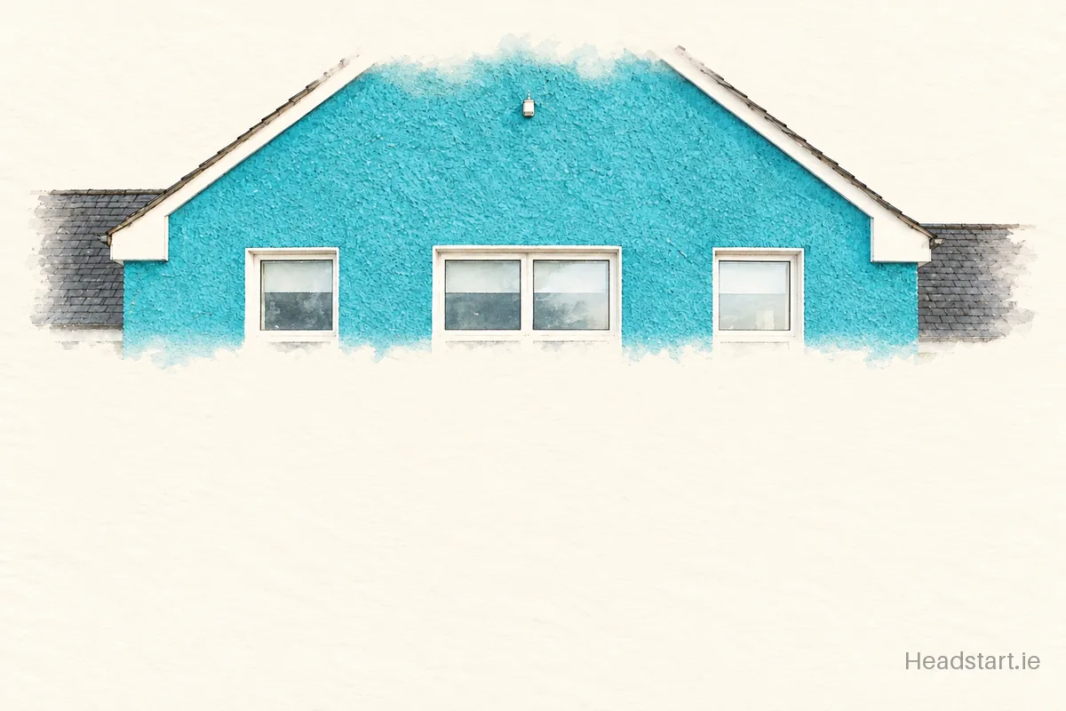 Watercolour illustration of the Coolderry Central School building, Birr