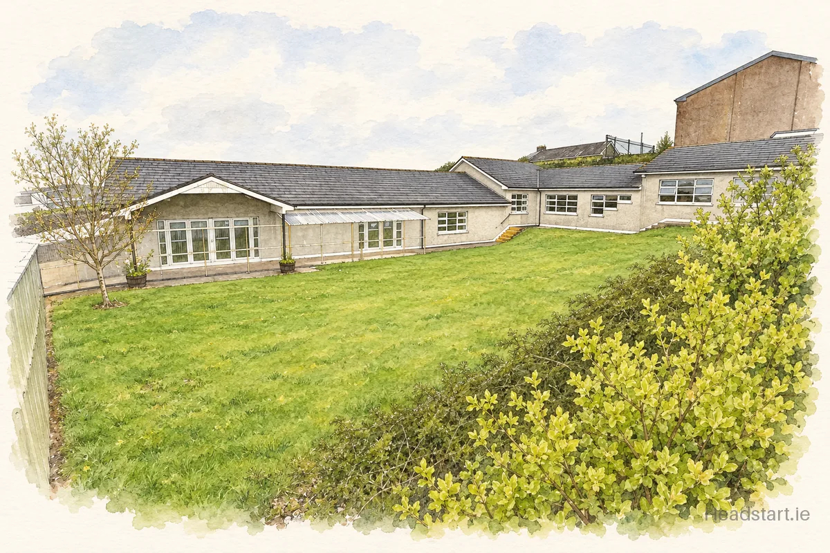 Watercolour illustration of the St. Mary's On The Hill National School building, Cork (northside)