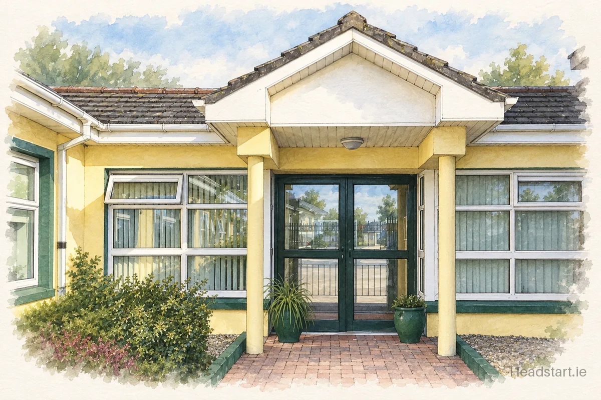 Watercolour illustration of the Mid West School for the Deaf building, Limerick