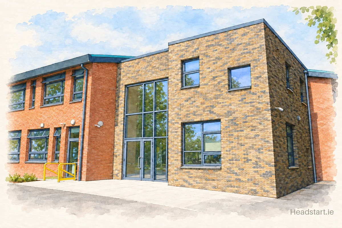 Watercolour illustration of the St Marys Central National School building, Donnybrook