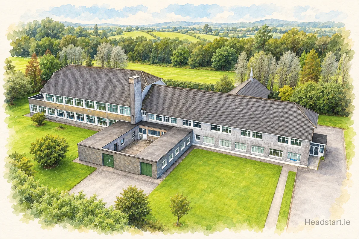 Watercolour illustration of the St Marys Special School building, Rochestown