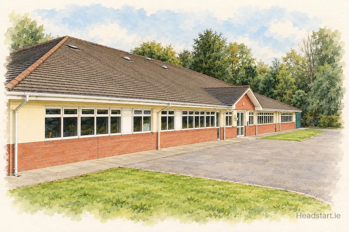 Watercolour illustration of the Scoil Triest building, Glanmire