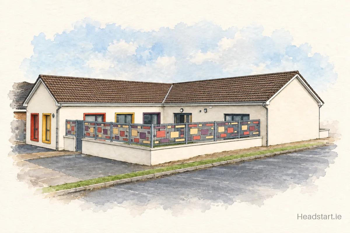 Watercolour illustration of the Corpus Christi National School building, Limerick