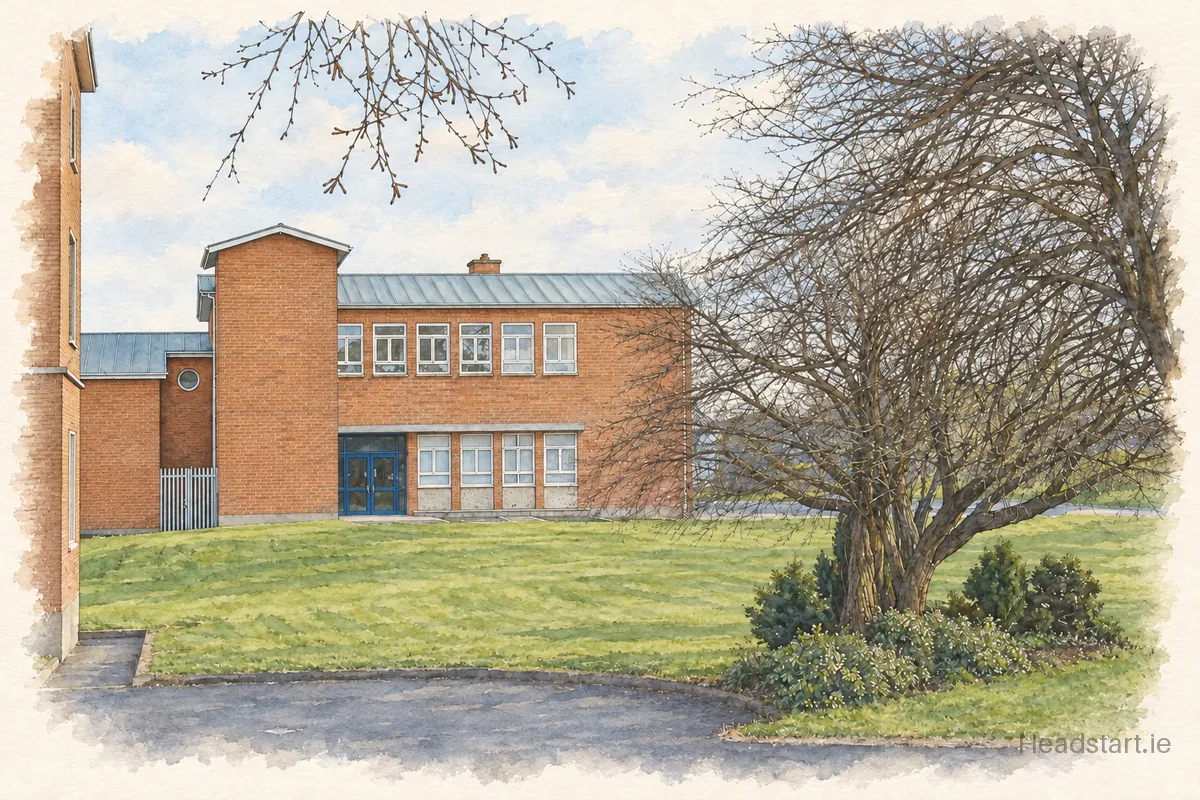 Watercolour illustration of the Drimnagh Castle Cbs National School building, Long Mile Road