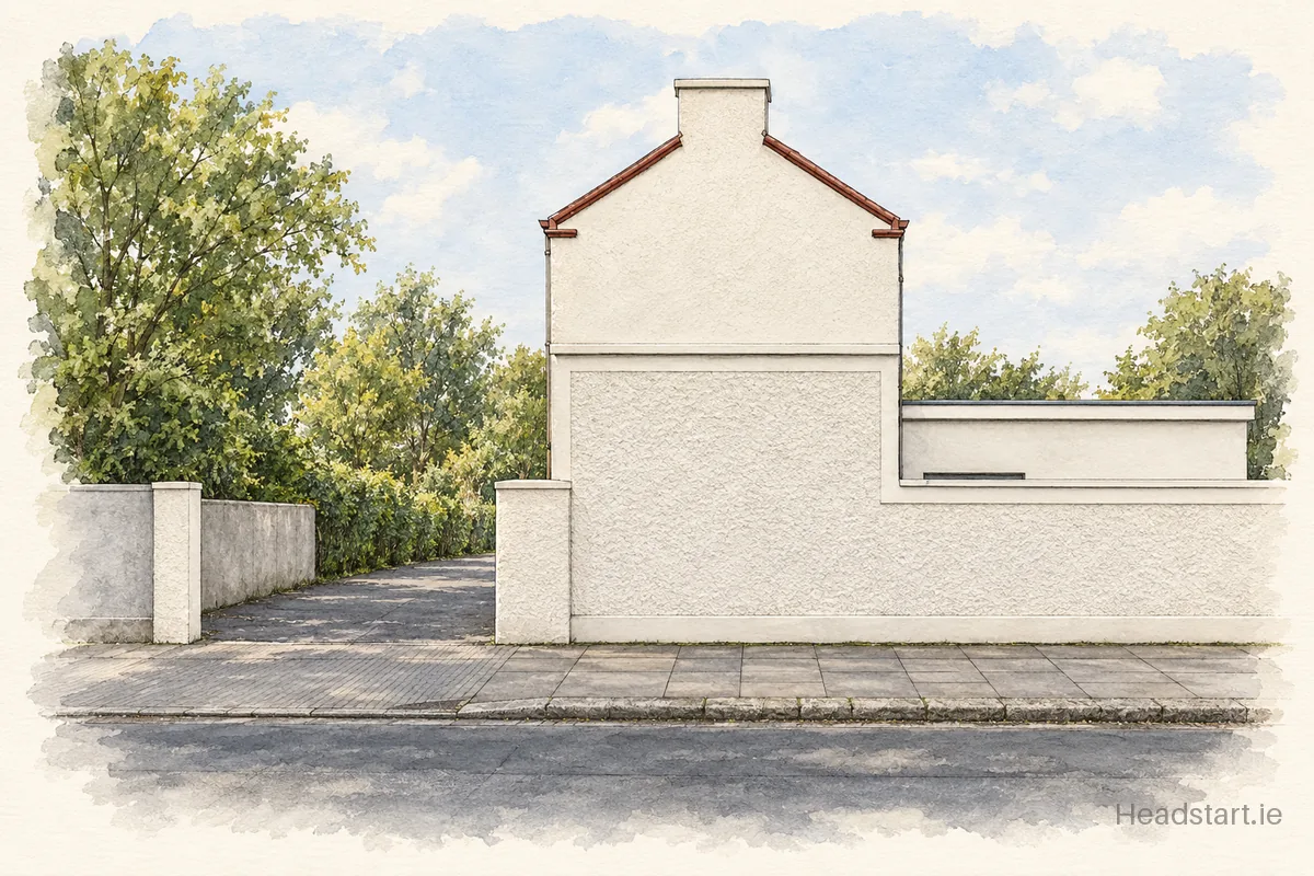 Watercolour illustration of the Scoil Chaitríona building, Dublin 2