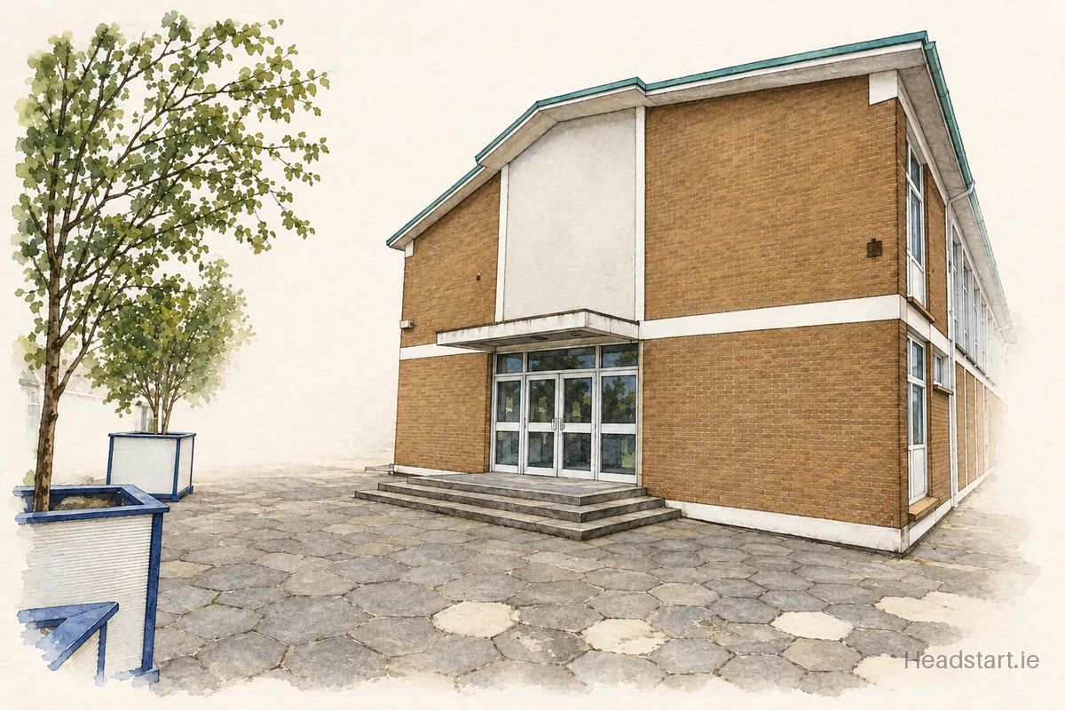 Watercolour illustration of the Mount Sion Primary School building, Waterford