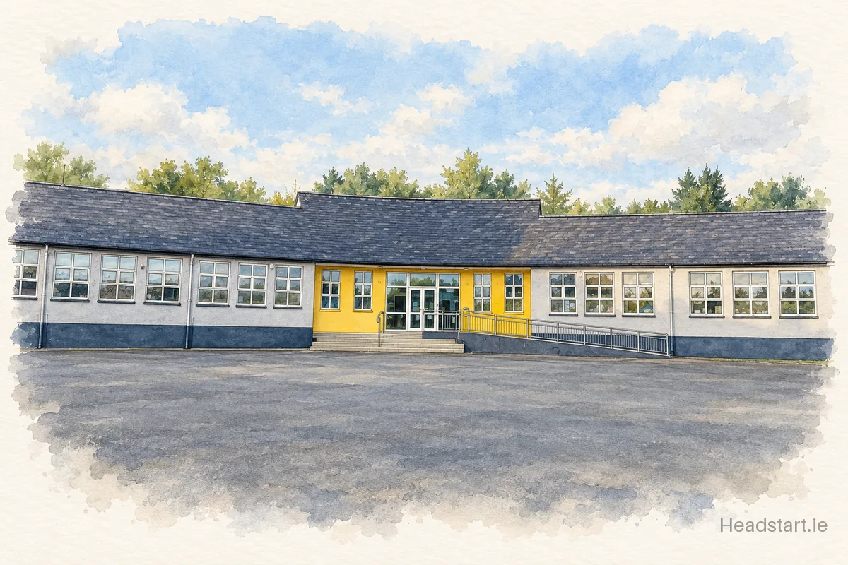 Watercolour illustration of the Our Lady of Mercy National School building, Sligo