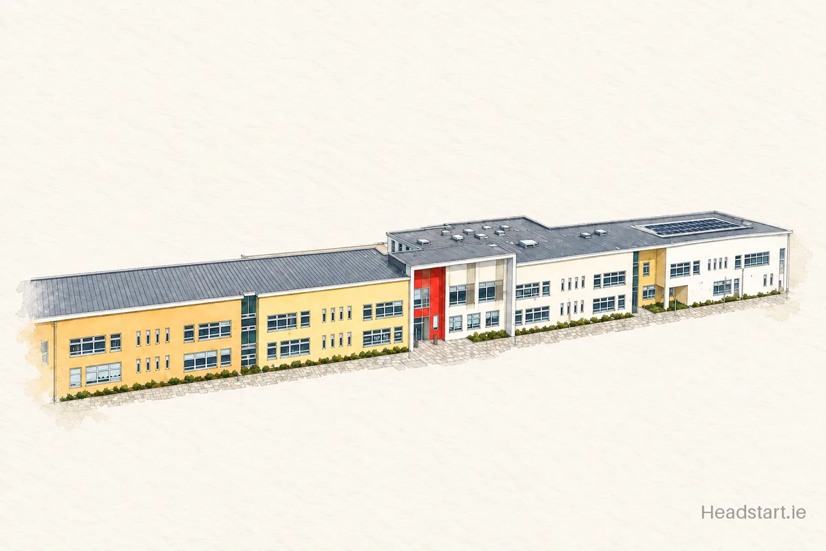 Watercolour illustration of the Scoil An Spioraid Naoimh building, Laytown