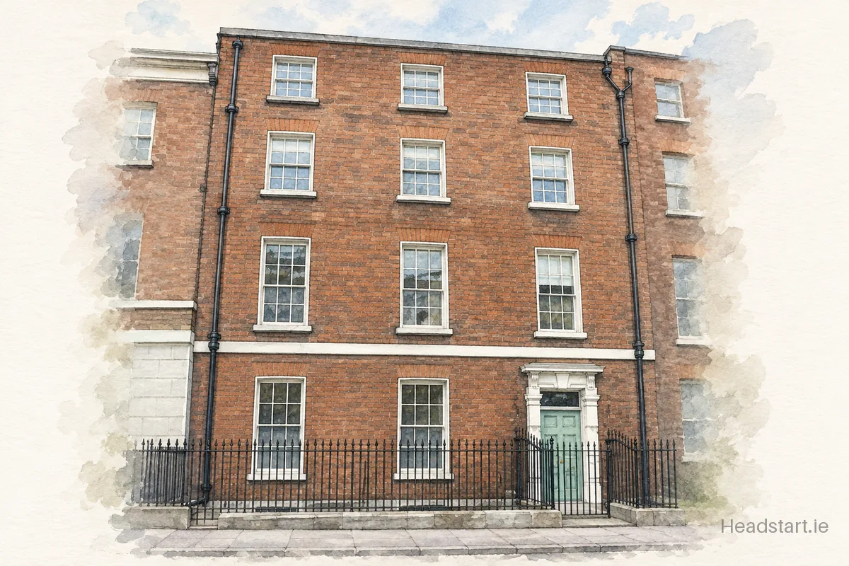 Watercolour illustration of the Henrietta Street School building, Dublin 1