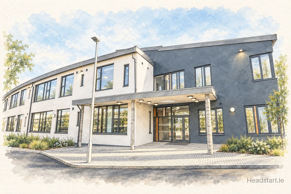 Watercolour illustration of the Setanta Special School building, Stillorgan