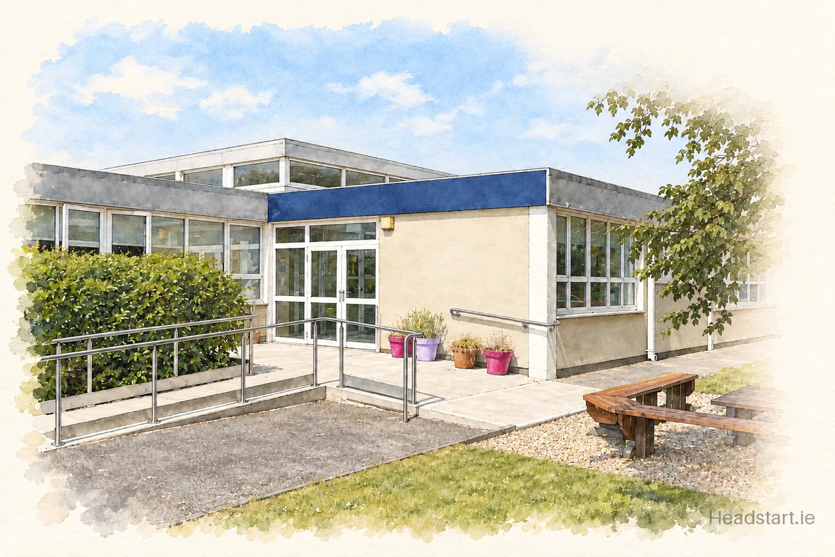 Watercolour illustration of the St Marys National School building, Athlone