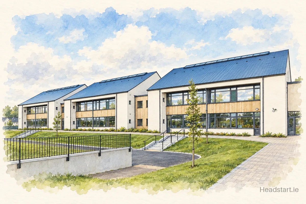 Watercolour illustration of the St Marys Parish Primary School building, Drogheda