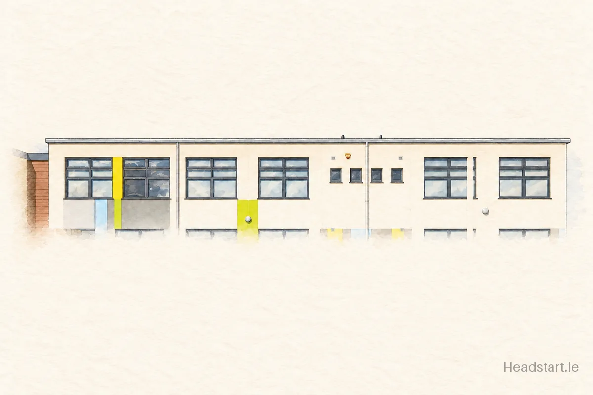 Watercolour illustration of the Thornleigh Educate Together National School building, Swords
