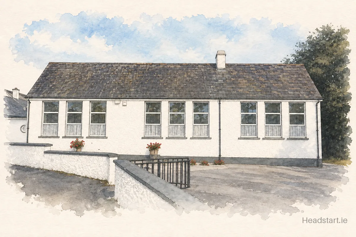Watercolour illustration of the Saplings Carlow Special School building, Carlow