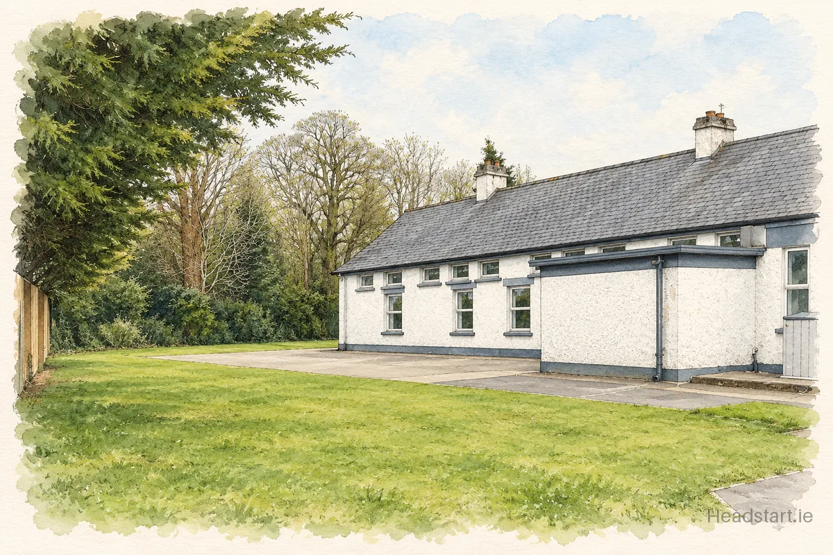 Watercolour illustration of the Saplings Special School building, Kill