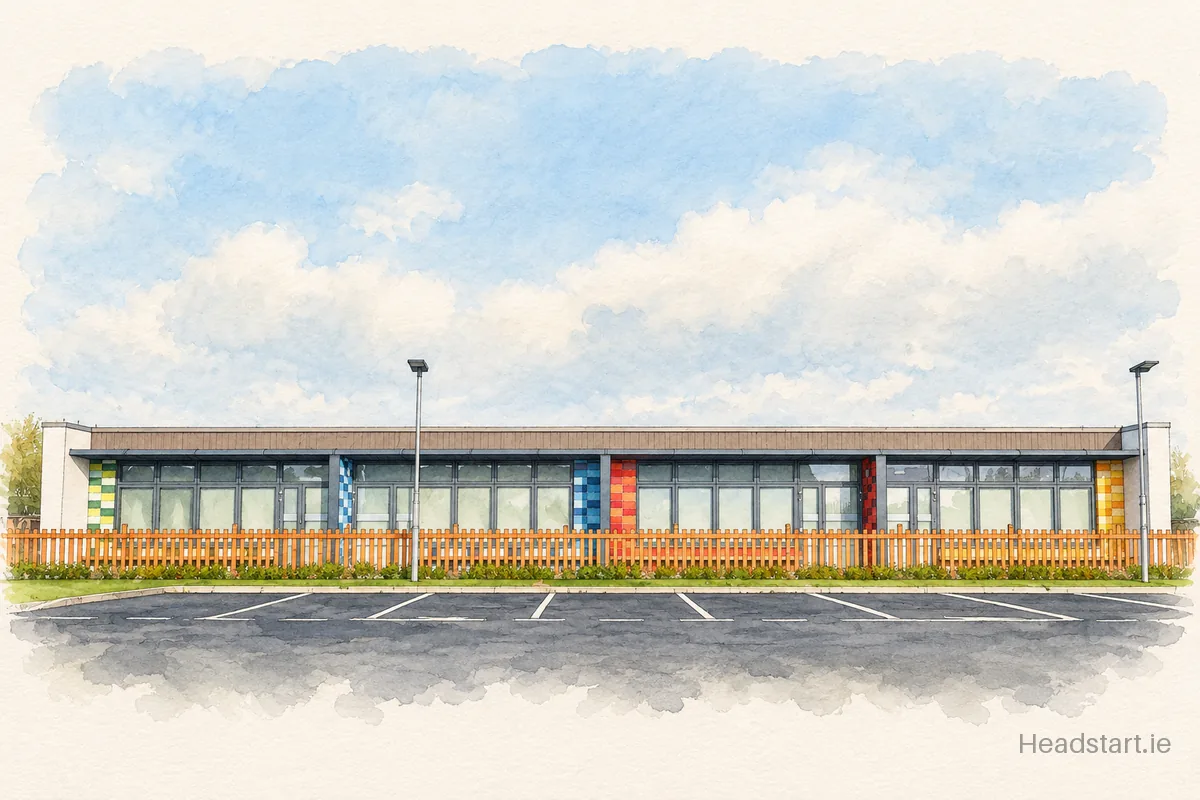 Watercolour illustration of the Thomond Primary School building, Limerick