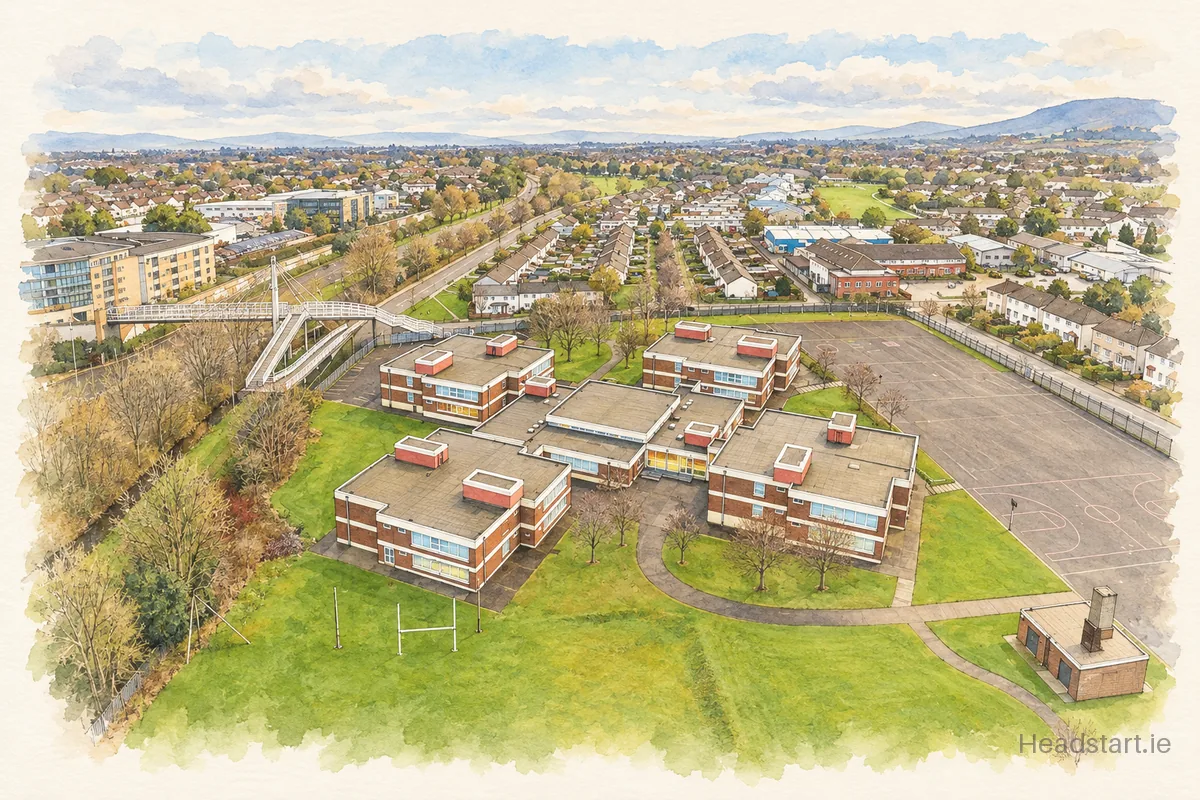 Watercolour illustration of the St Dominic'S National School building, Tallaght