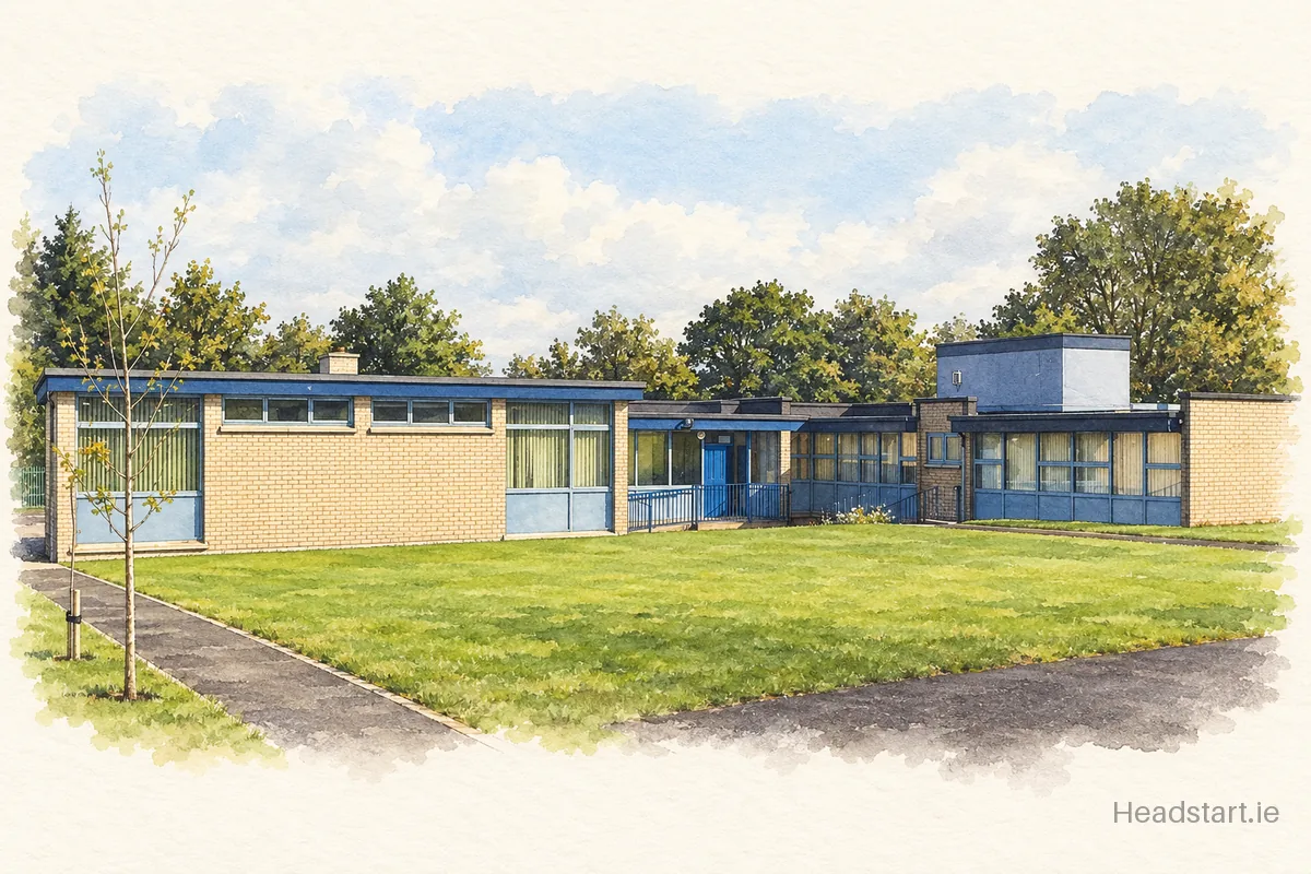 Watercolour illustration of the Ss Michael & St Peter Junior School building, Arklow