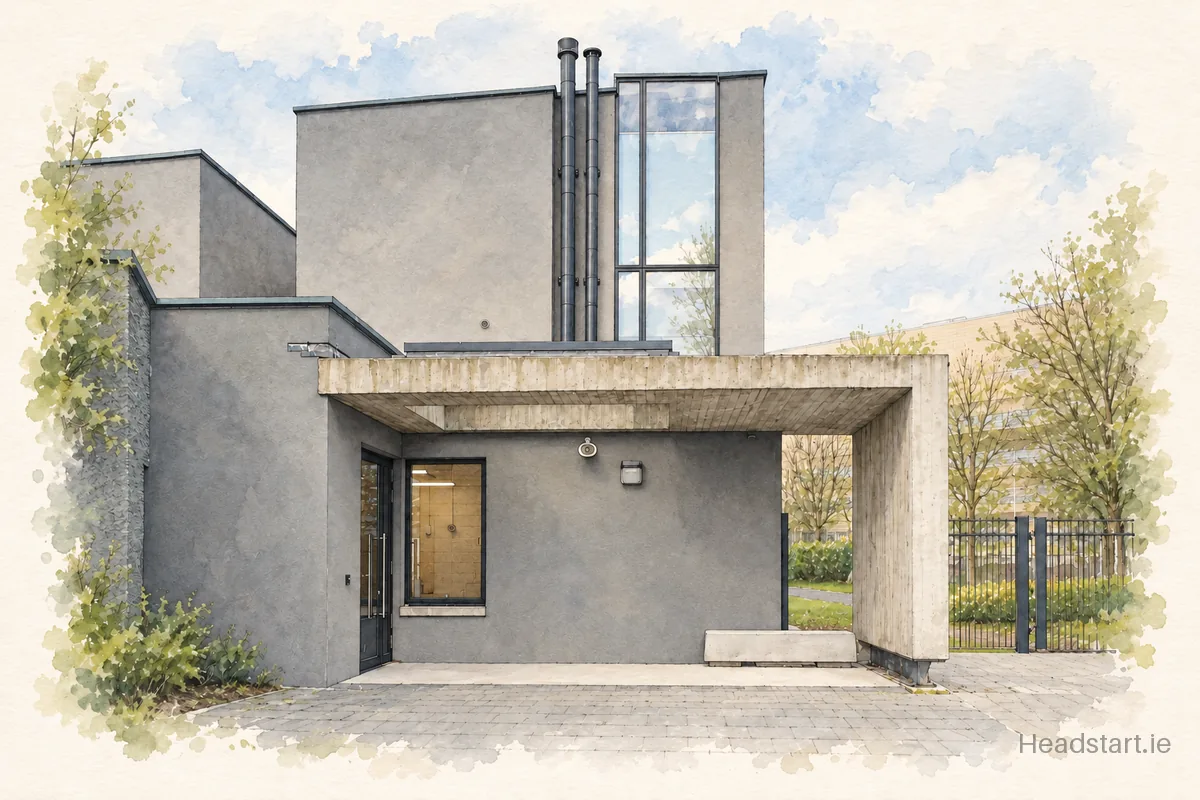 Watercolour illustration of the St Brigids & St Patricks National School building, Drogheda