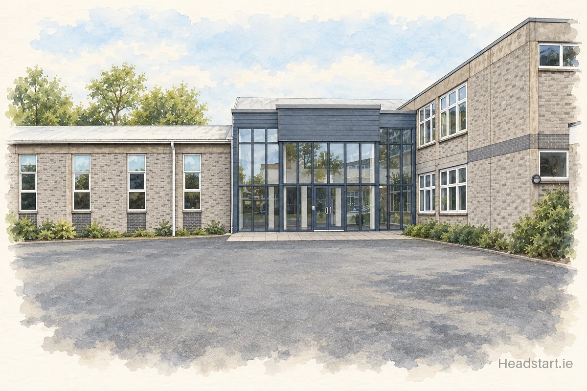 Watercolour illustration of the St Benildus College building, Blackrock