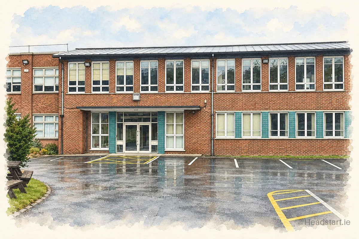 Watercolour illustration of the St Pauls College building, Raheny