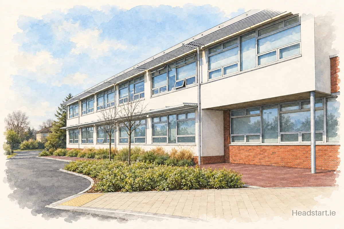Watercolour illustration of the Sancta Maria College building, Rathfarnham