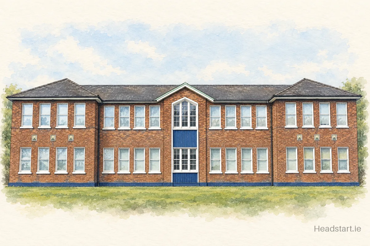 Watercolour illustration of the St Josephs C.B.S. building, Fairview