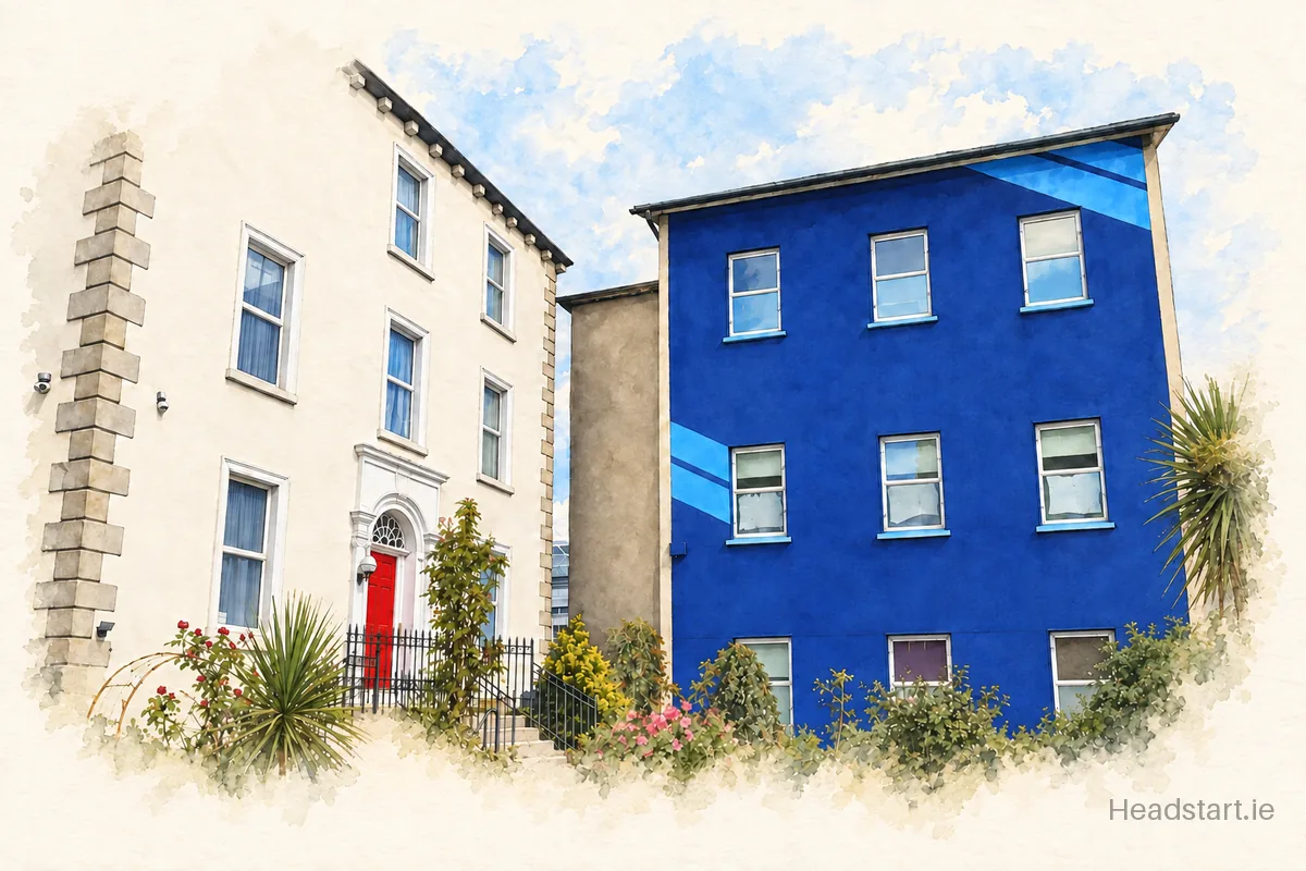 Watercolour illustration of the O'connell School building, Dublin 1