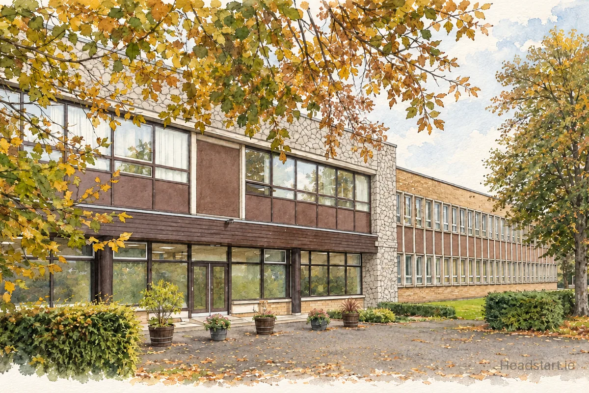 Watercolour illustration of the Templeogue College building, Templeogue
