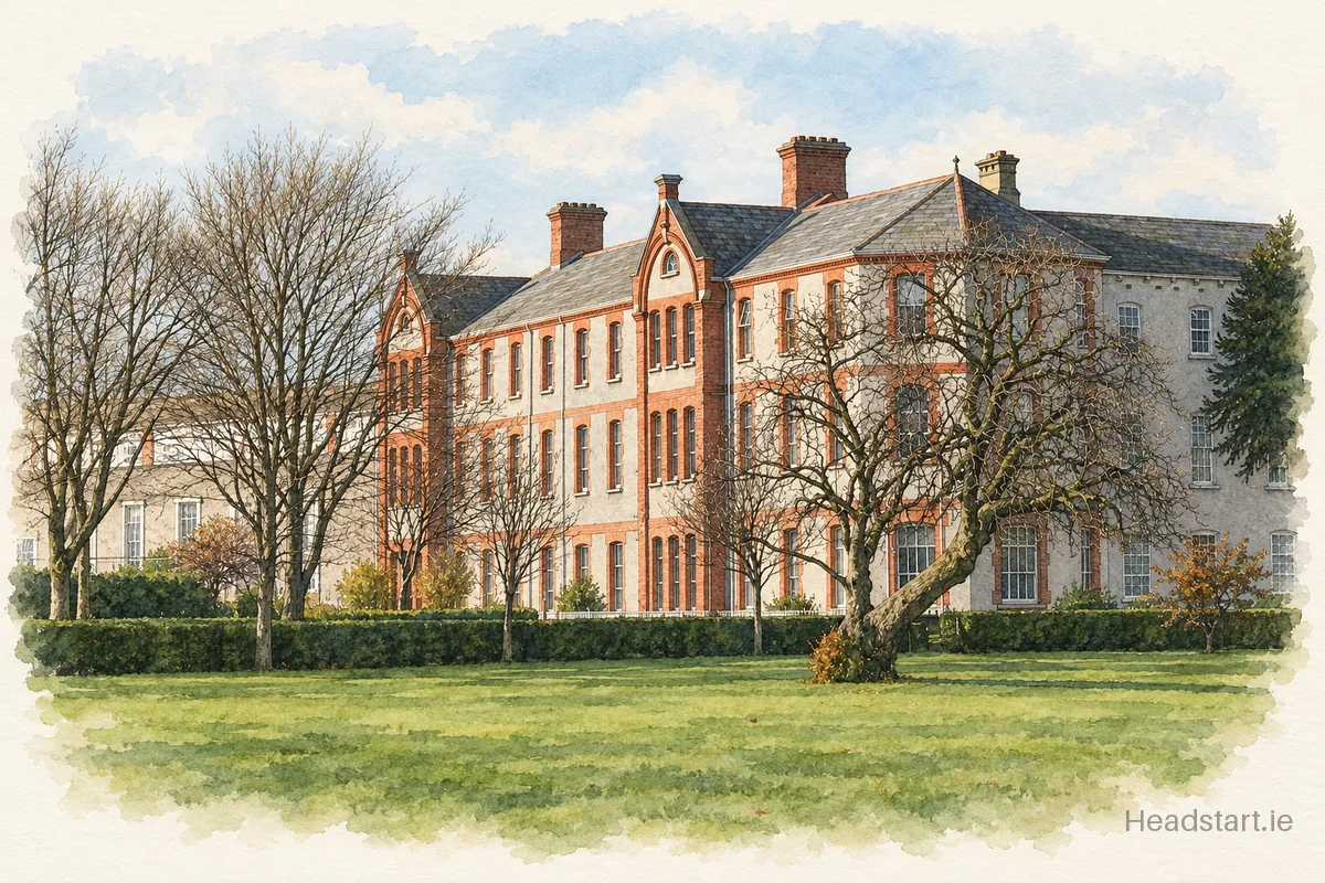 Watercolour illustration of the Terenure College building, Terenure