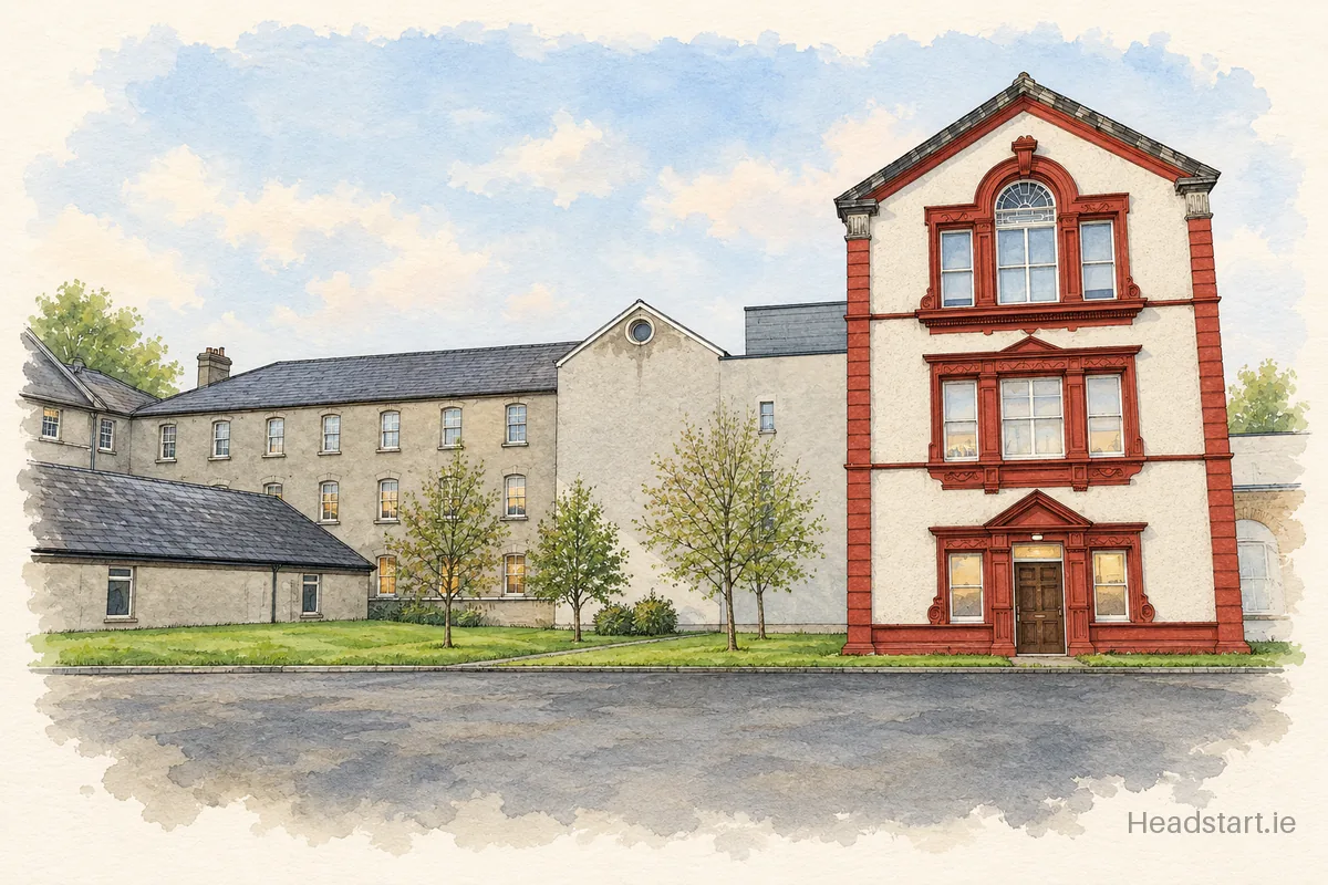 Watercolour illustration of the St Dominics College building, Cabra