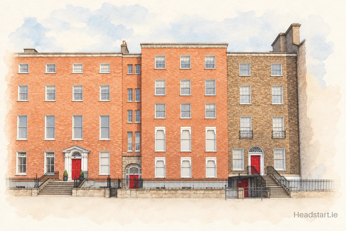 Watercolour illustration of the Loreto College building, Dublin 2