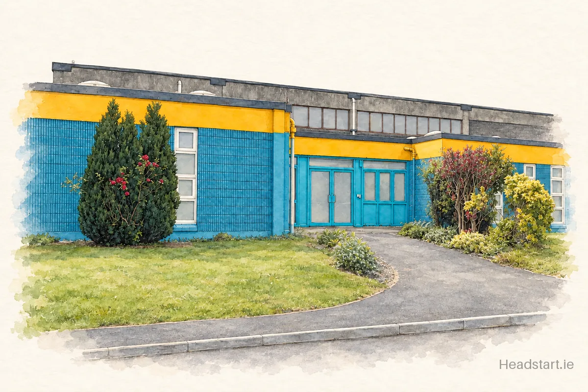 Watercolour illustration of the Mercy Secondary School Goldenbridge building, Inchicore