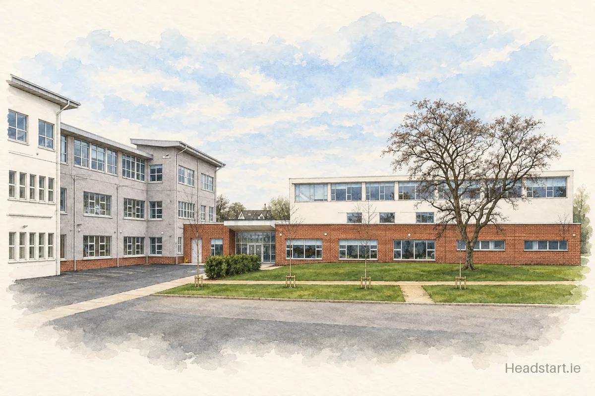 Watercolour illustration of the The Teresian School building, Donnybrook