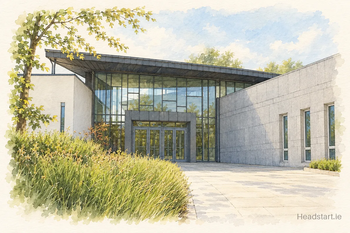 Watercolour illustration of the Rosemont School building, Sandyford