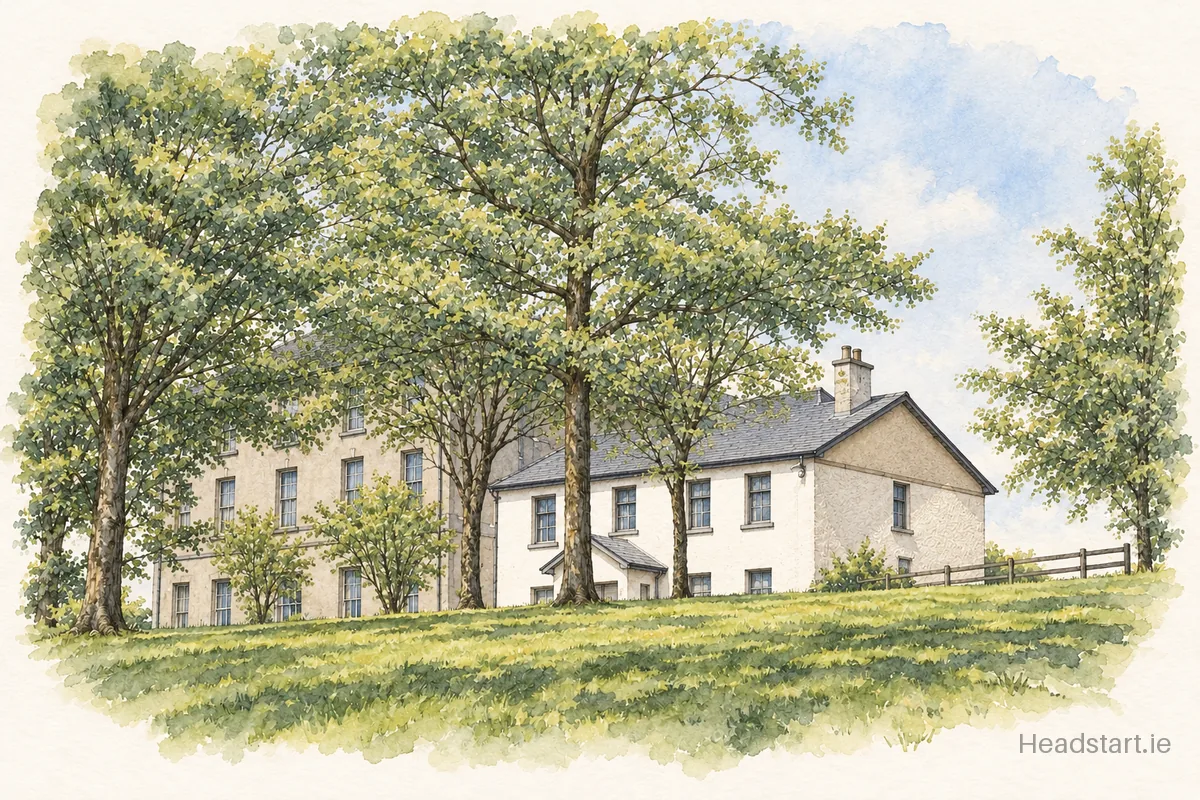 Watercolour illustration of the Royal School Cavan building, Cavan