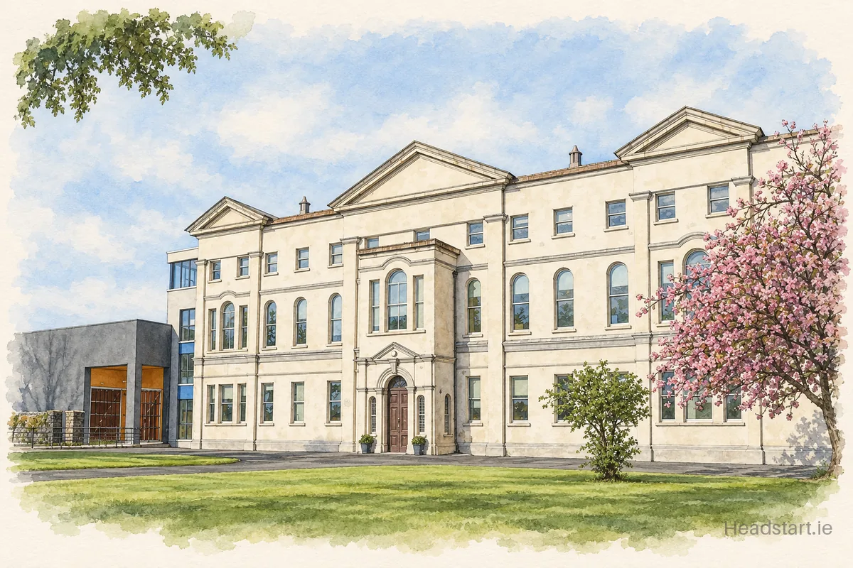 Watercolour illustration of the St Mary's Knockbeg College building, Carlow