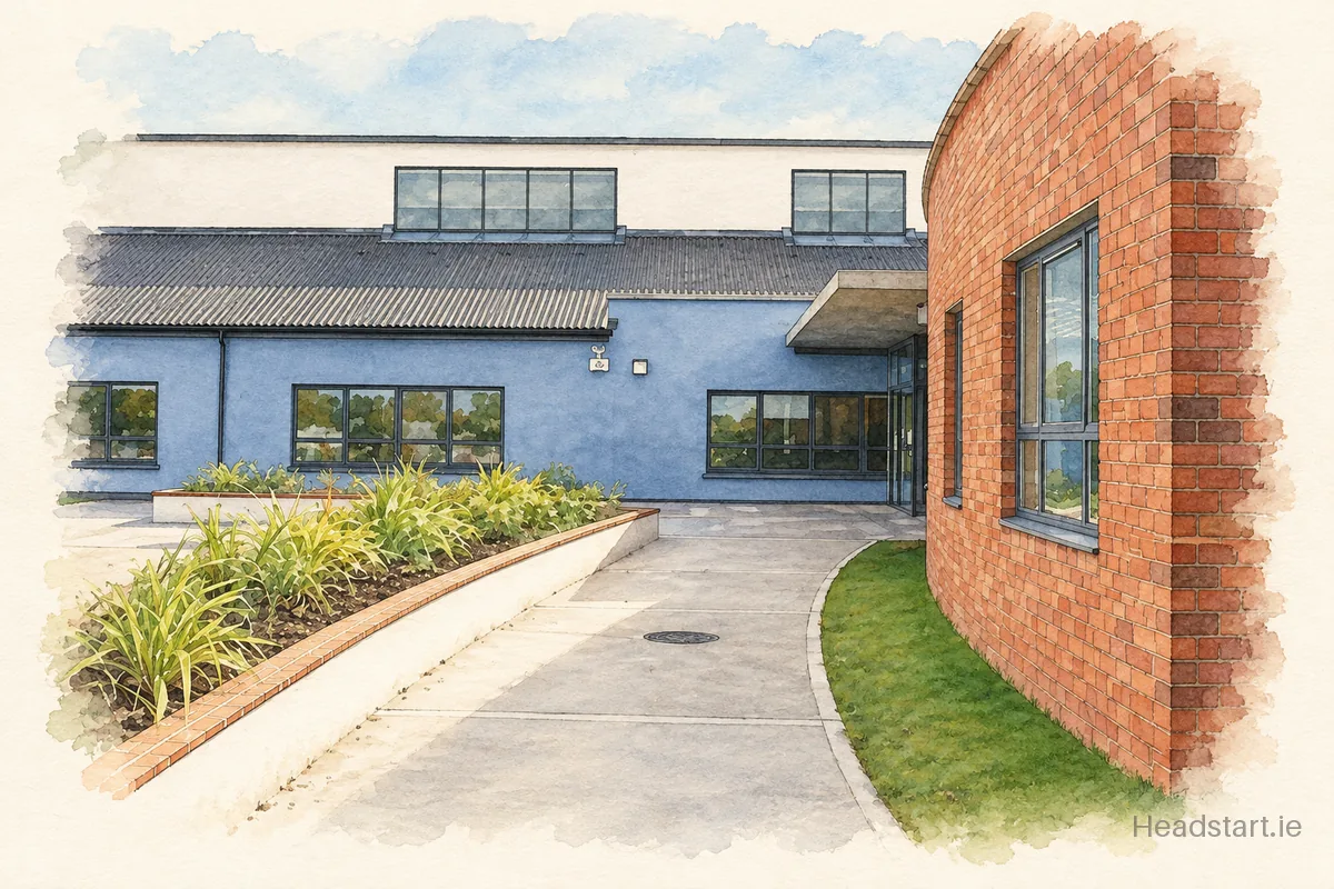 Watercolour illustration of the Presentation College building, Carlow