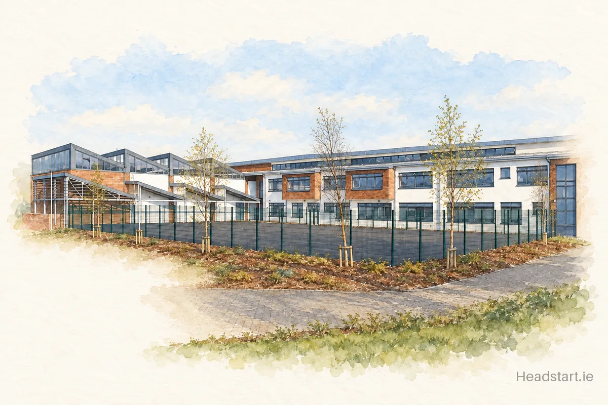 Watercolour illustration of the Presentation Secondary School building, Killarney