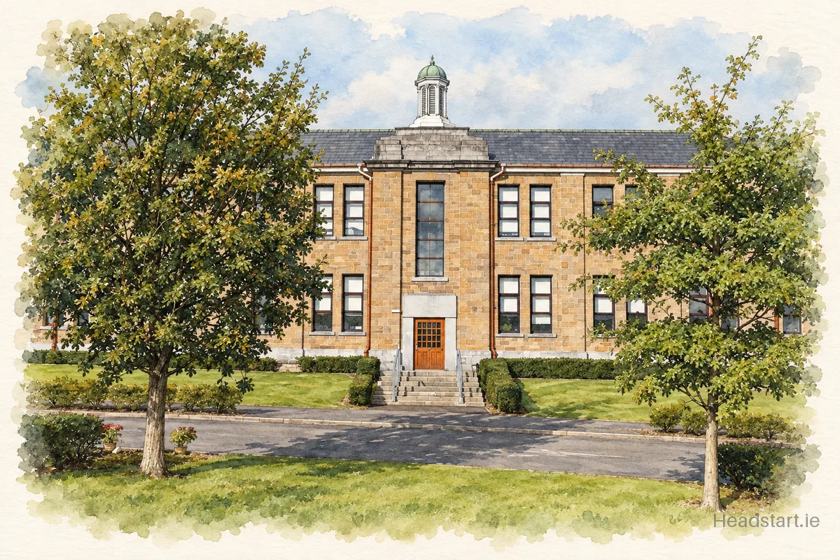 Watercolour illustration of the C.B.S. The Green building, Tralee