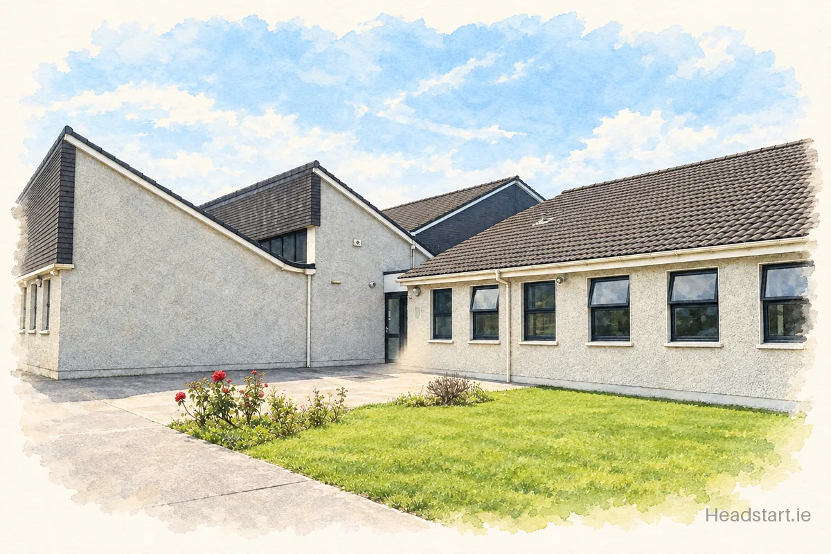 Watercolour illustration of the Presentation Secondary School building, Tralee