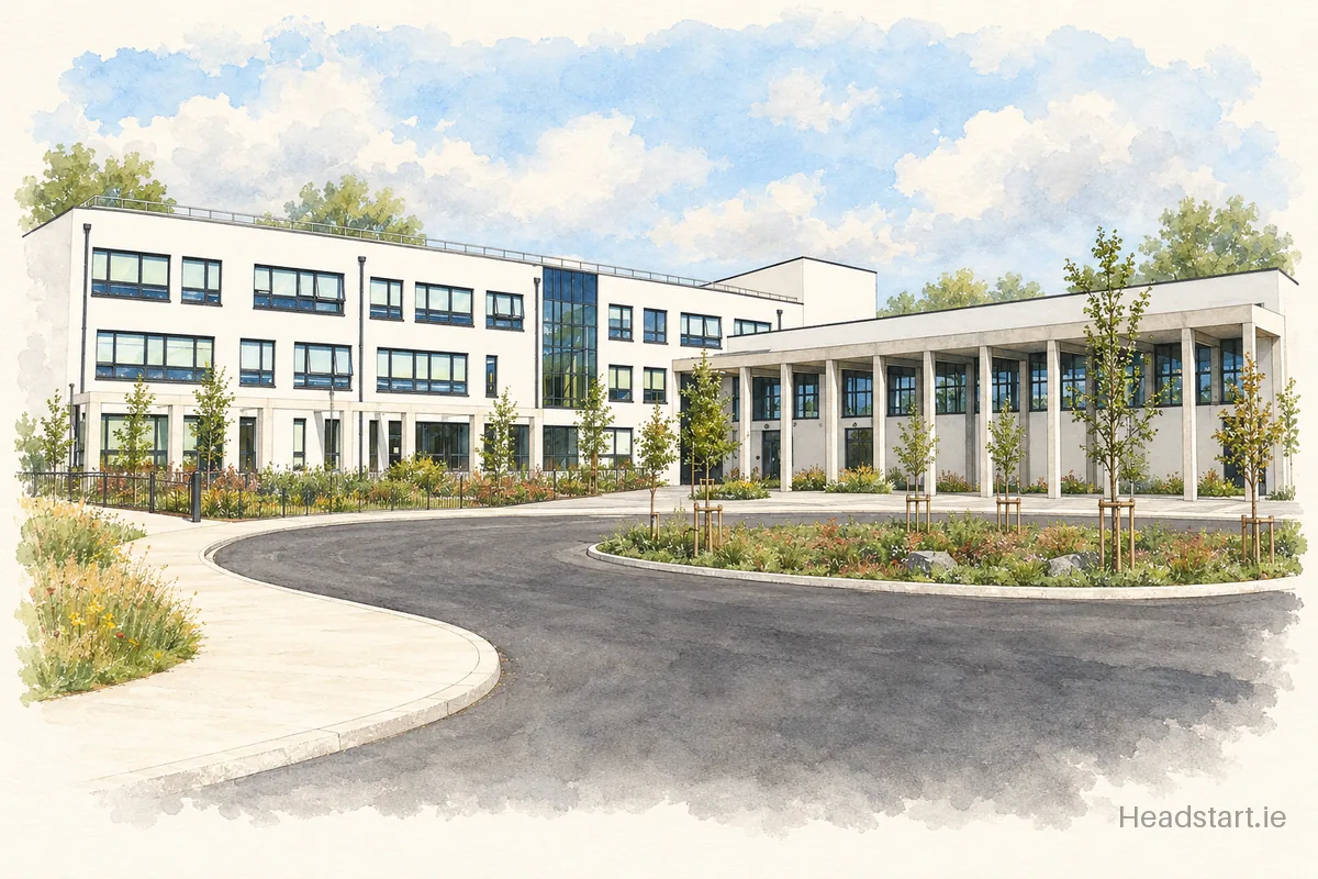 Watercolour illustration of the Cbs Secondary School building, Kilkenny