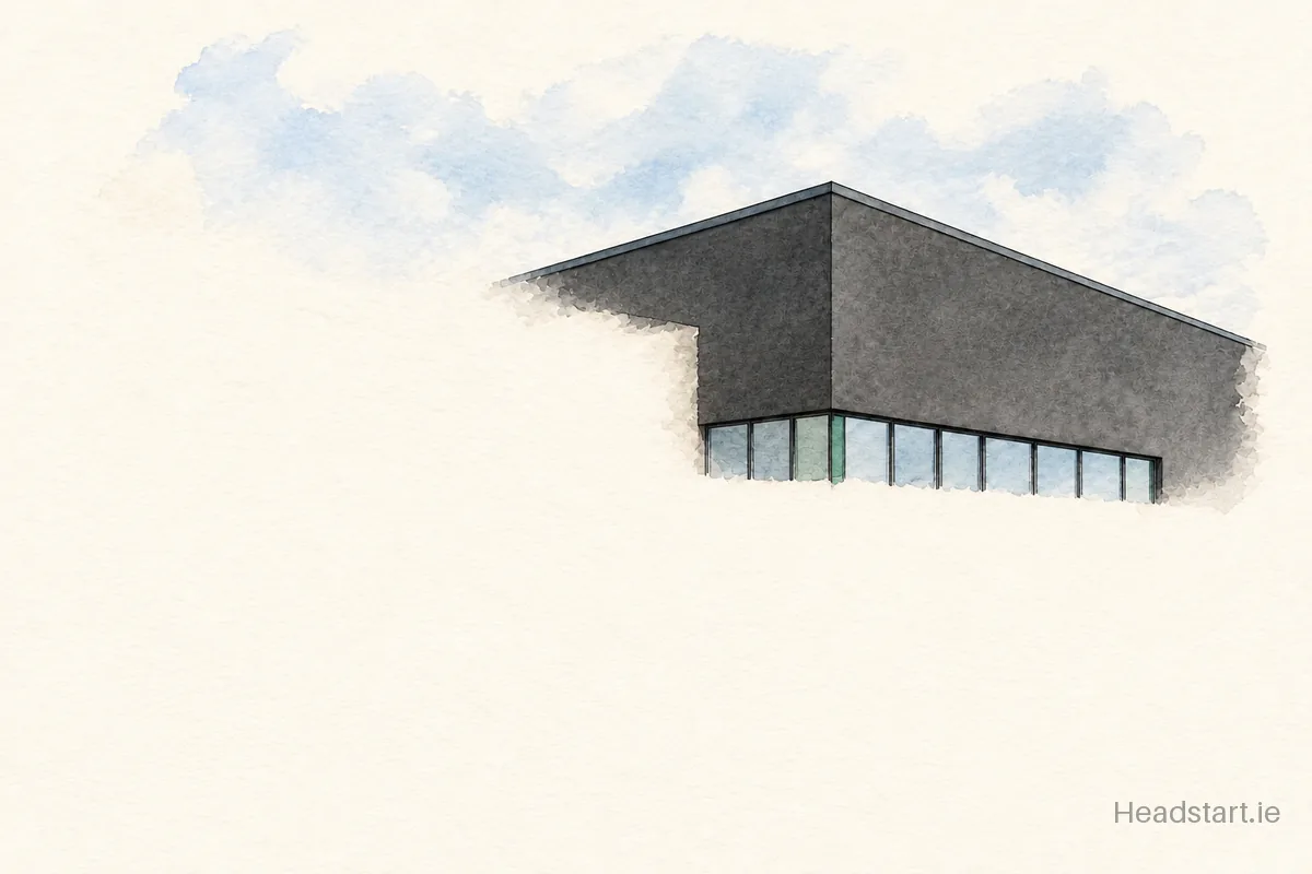 Watercolour illustration of the Patrician Secondary School building, Newbridge