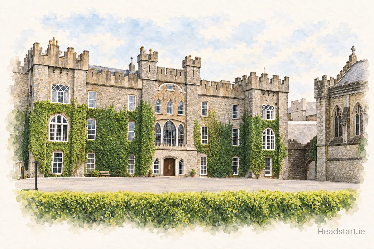 Watercolour illustration of the Clongowes Wood College building, Clane