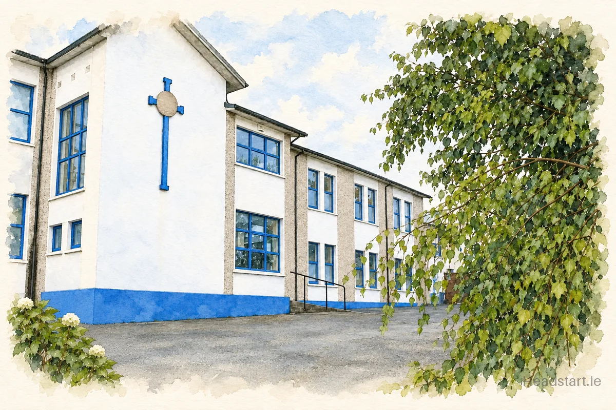 Watercolour illustration of the Arklow Cbs building, Arklow