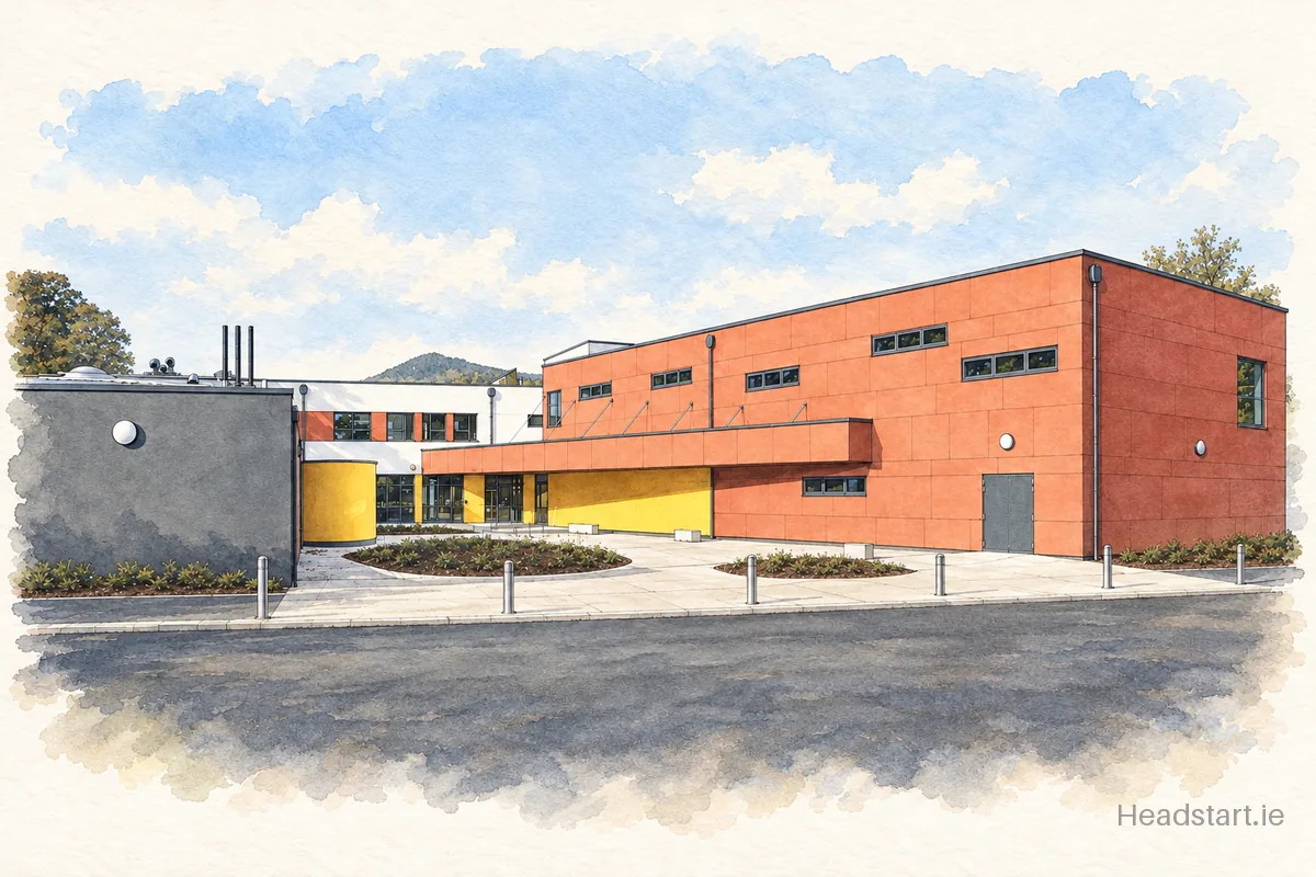Watercolour illustration of the St Brendan's College building, Bray