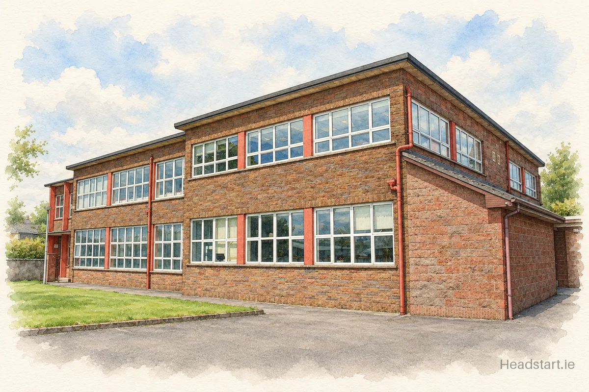 Watercolour illustration of the Loreto Secondary School building, Fermoy