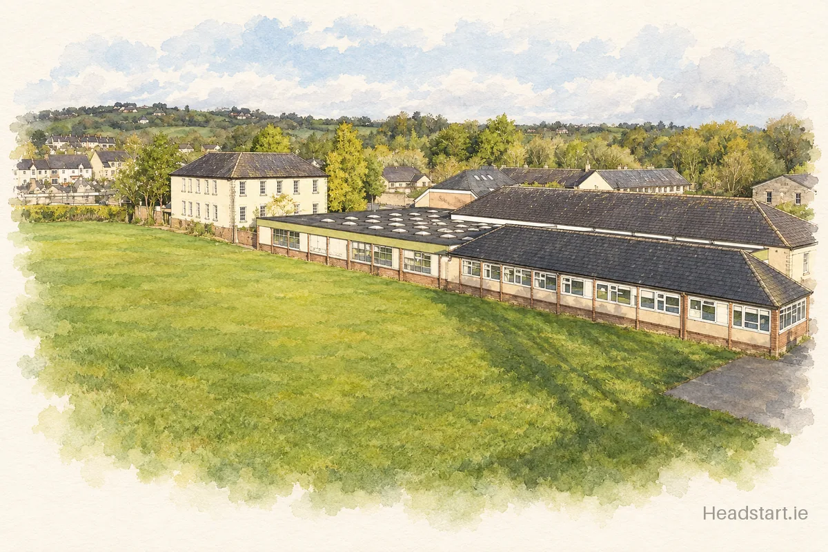 Watercolour illustration of the De La Salle College building, Macroom